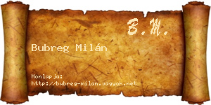 Bubreg Milán névjegykártya